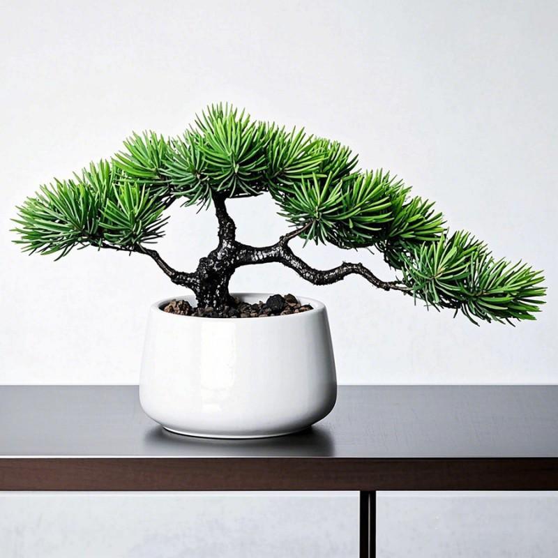 Artificial Pine Plant Bonsai Decor Indoor Desk Home Office Tabletop Decoration Plastic Miniature Greenery