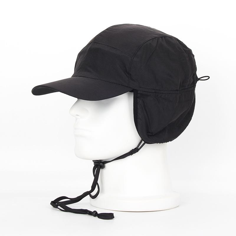 Water-Resistant Winter Ear Flap Baseball Cap - Warm Fleece Lined, Thickened with Drawstring, Adjustable for Big Head (Men Women)