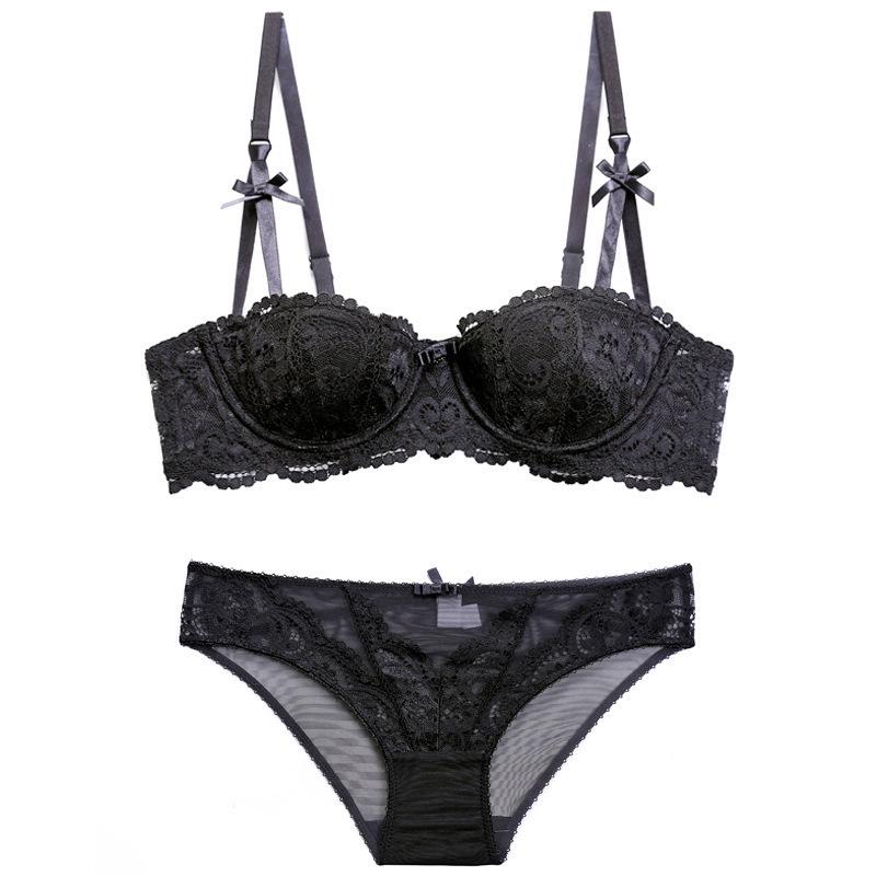 Evropská a americká sexy žakárová krajková push-up podprsenka s designem 1/2 košíčku