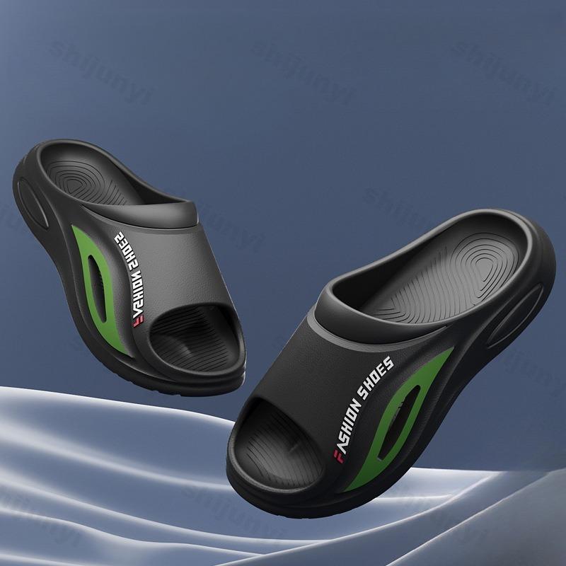 Fashion Men Slippers Non-slip Bathroom Slippers Comfort Home Shoes Open Toed Thick Soft Sole Breathable Flat Platform Indoor Slippers