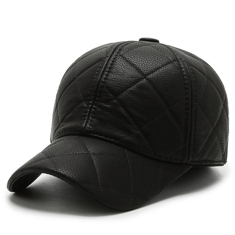 

Hat Men s Autumn and Winter Ear Cap Outdoor Leisure Rhombus Baseball Cap Medium and Old Warm Cap Tide Warm one size fits all чорний