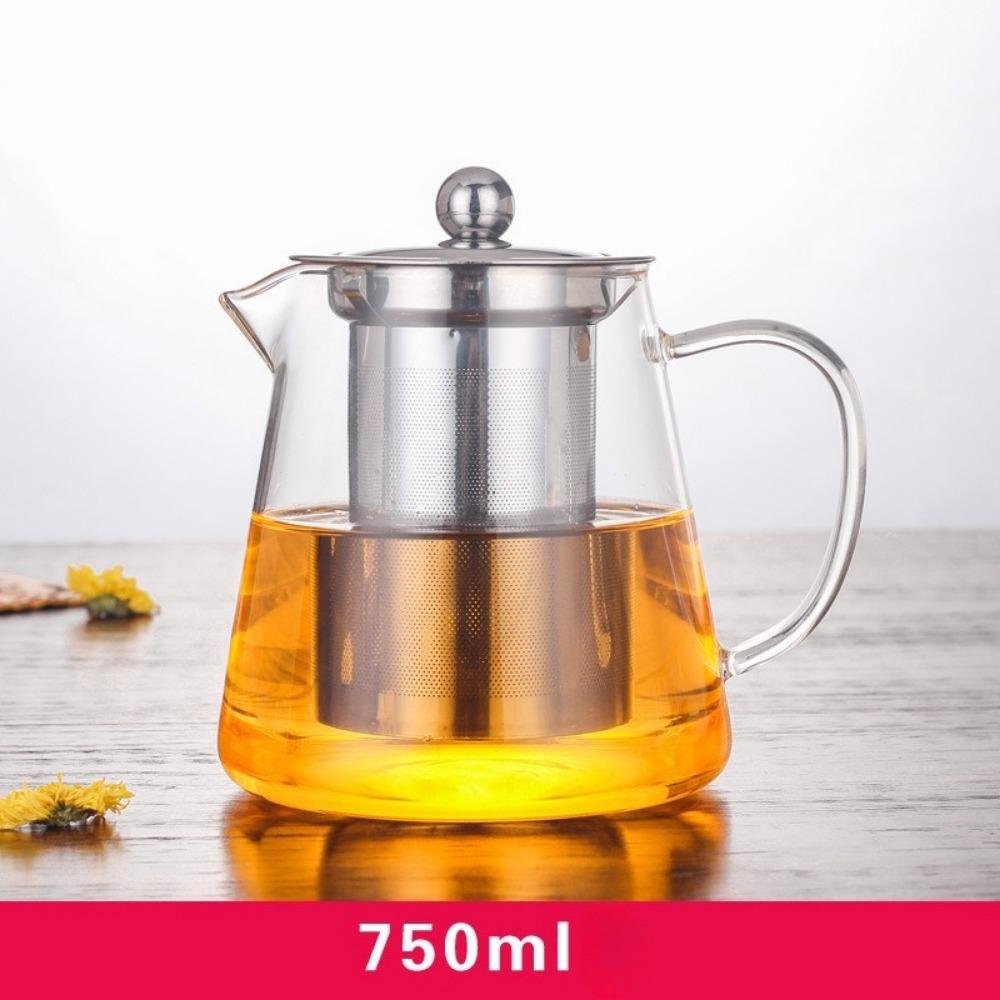 Induction Compatible Glass Teapot 1 Pc Heat Resistant Borosilicate With Stainless Steel Infuser For Daily Kung Fu Tea Brewing
