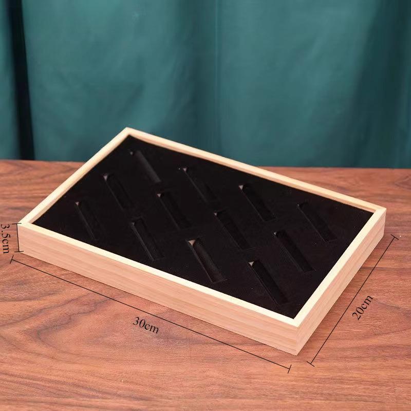 

Solid Wood Jewelry Displays Tray Large Capacity Bracelet Organizer Pallet Counter Bracelet Showcase Salver Jewellery Show Tray чёрный