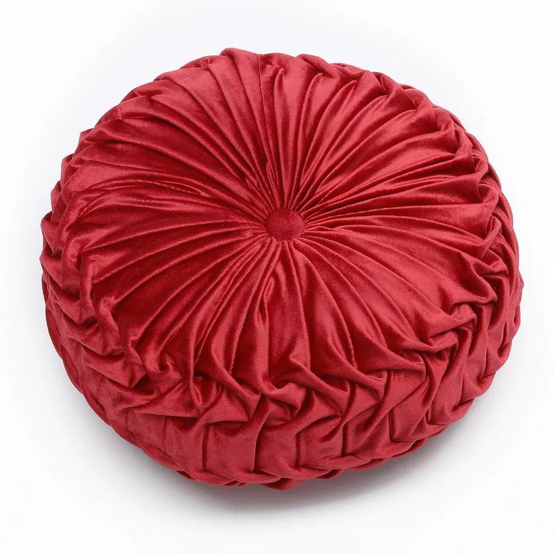Light Luxury Solid Color Dutch Plush Pumpkin Sofa Pillow Handsewn Wheel Shape Chair Waist Pillow Cushion