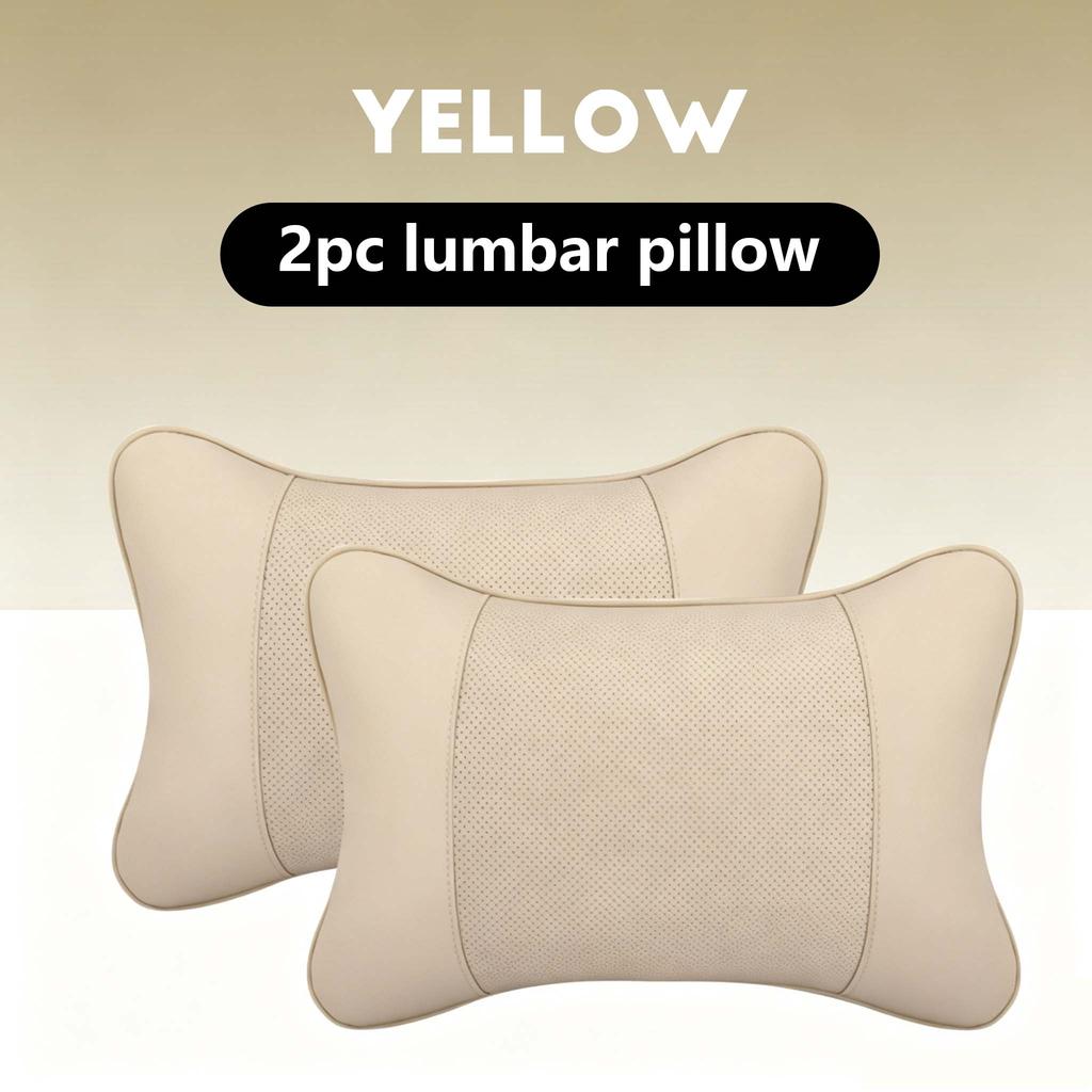 NWL3 2pcs Car Seat Leather Headrest Neck Pillow, Soft Comfortable Neck Support for VW Golf Passat Tiguan Skoda Octavia Kodiaq Auto In