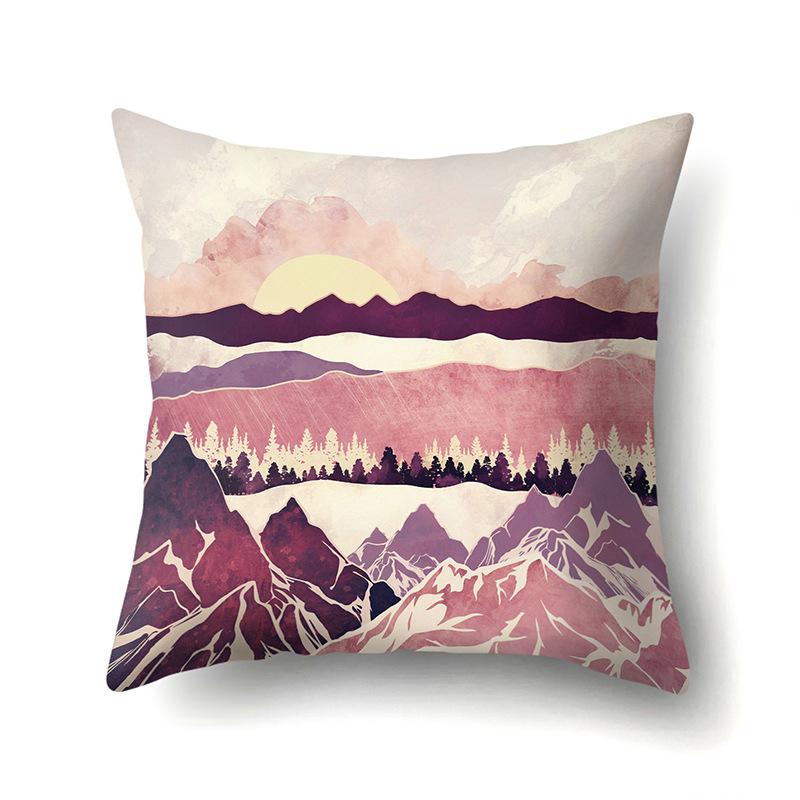 Polyester Pillow Cover Mountain Print Pillow Cover Waist Cushion Cover Car Cushion Head Cushion Cover Premium Durable