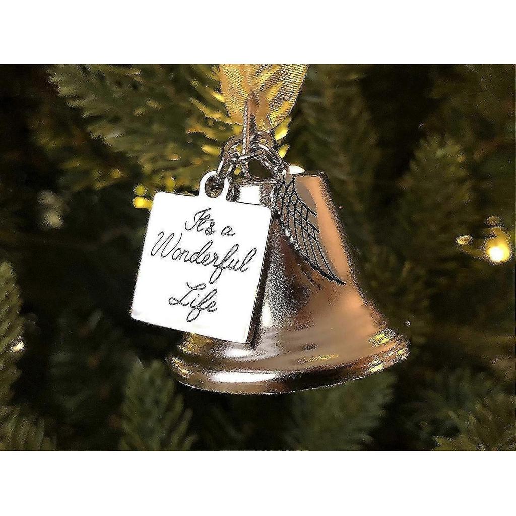 It's a Wonderful Life Inspired Christmas Angel Bell Ornament with Stainless Steel Angel Wing CharmNEW10