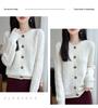 2026 Autumn/Winter Women's Pure Wool Cable Knit Cardigan Sweater - Thickened, Round Neck, Long Sleeve