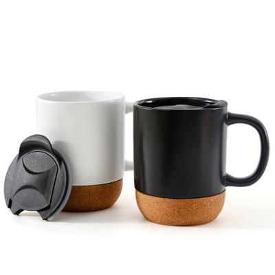 350ML Matte Schwarze Kaffeetasse mit Griff Korkboden Abnehmbar
