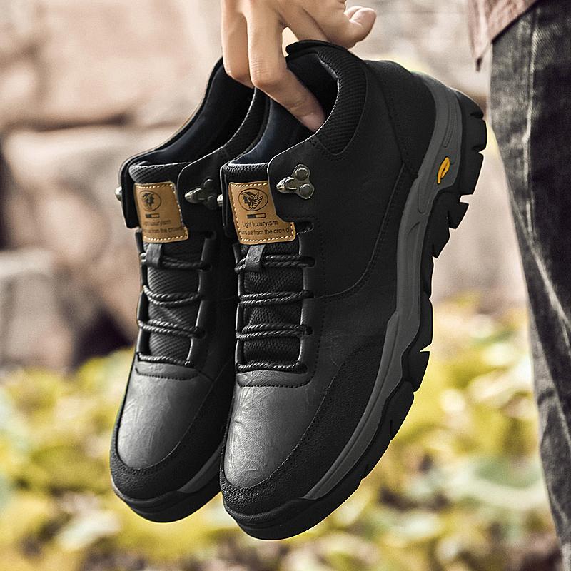 Fashion Luxury Brand Genuine Leather Mens Ankle Boots High Quality Outdoor Sneakers Fashion Treking Footwear Non-Slip Man Hiking Shoes