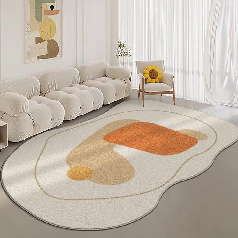 Unregelmäßiger Wohnzimmerteppich Creme Stil Zuhause Schlafzimmer Bettvorleger Geometrische Rutschfeste Matte