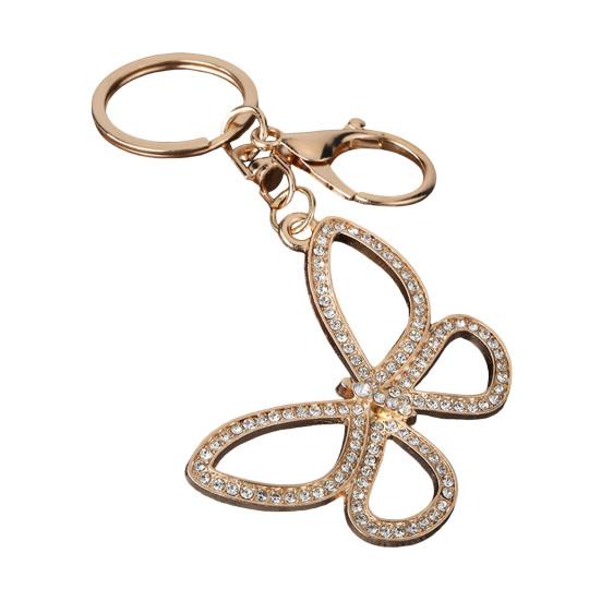 Rhinestone Butterfly Keychain Pendant Lightweight Keychain with Rotating Lobster Clasp Metal