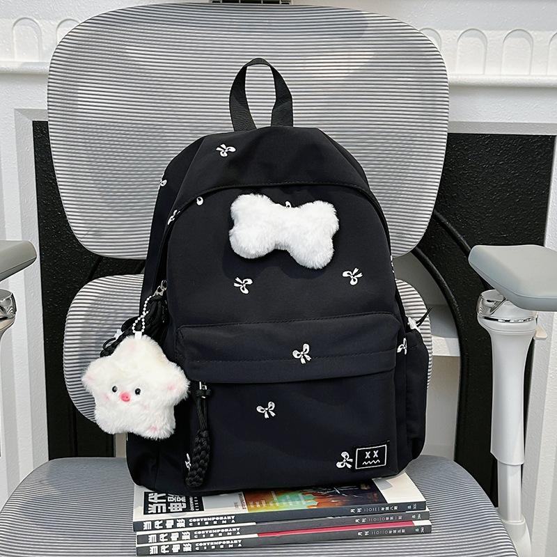 Schoolbag New Japanese Schoolbag Women's Simple Fresh and Versatile Junior High School Students Ins Bow Backpack Casual Backpack