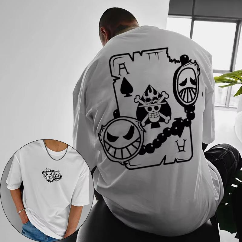 

ONE PIECE Mens TShirt Ace Japan Anime Summer Loose Casual Pure Cotton Y2k Harajuku Boy Childrens ParentChild Short Sleeve S