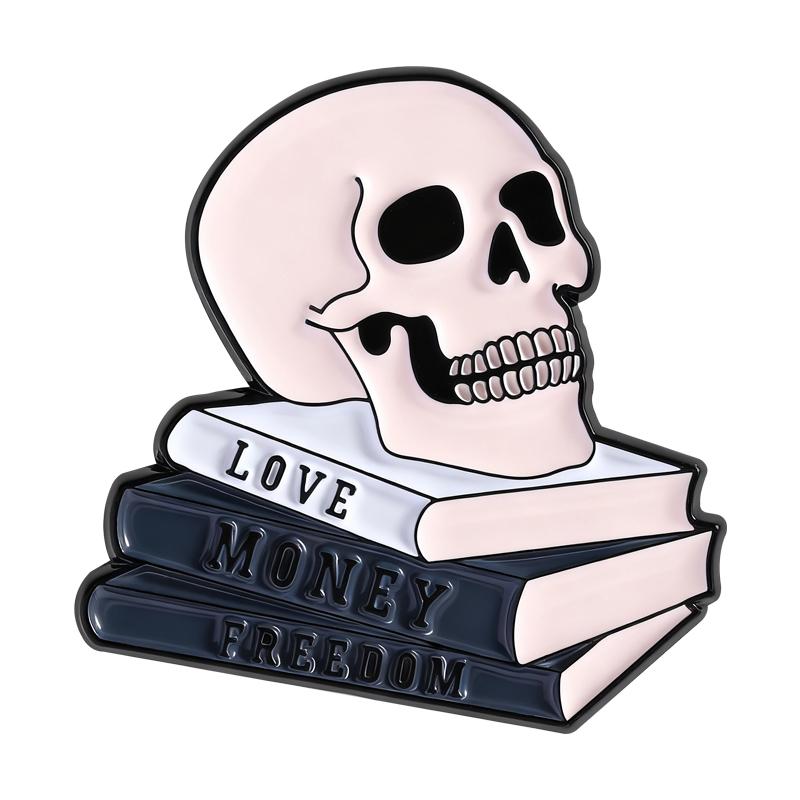 Bücher lesen Sei freundlich Bleib seltsam Emaille-Anstecknadeln Lustiges Lesen Skelett-Broschen Reversabzeichen Leser Schmuck Geschenk für Familie Freunde