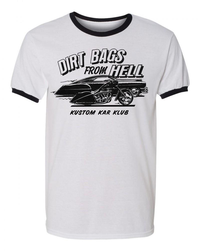 

Unisex Ringer Tee T-shirt Cotton Novelty Dirt Bags From Hell Car Club Hot Rod 4XL