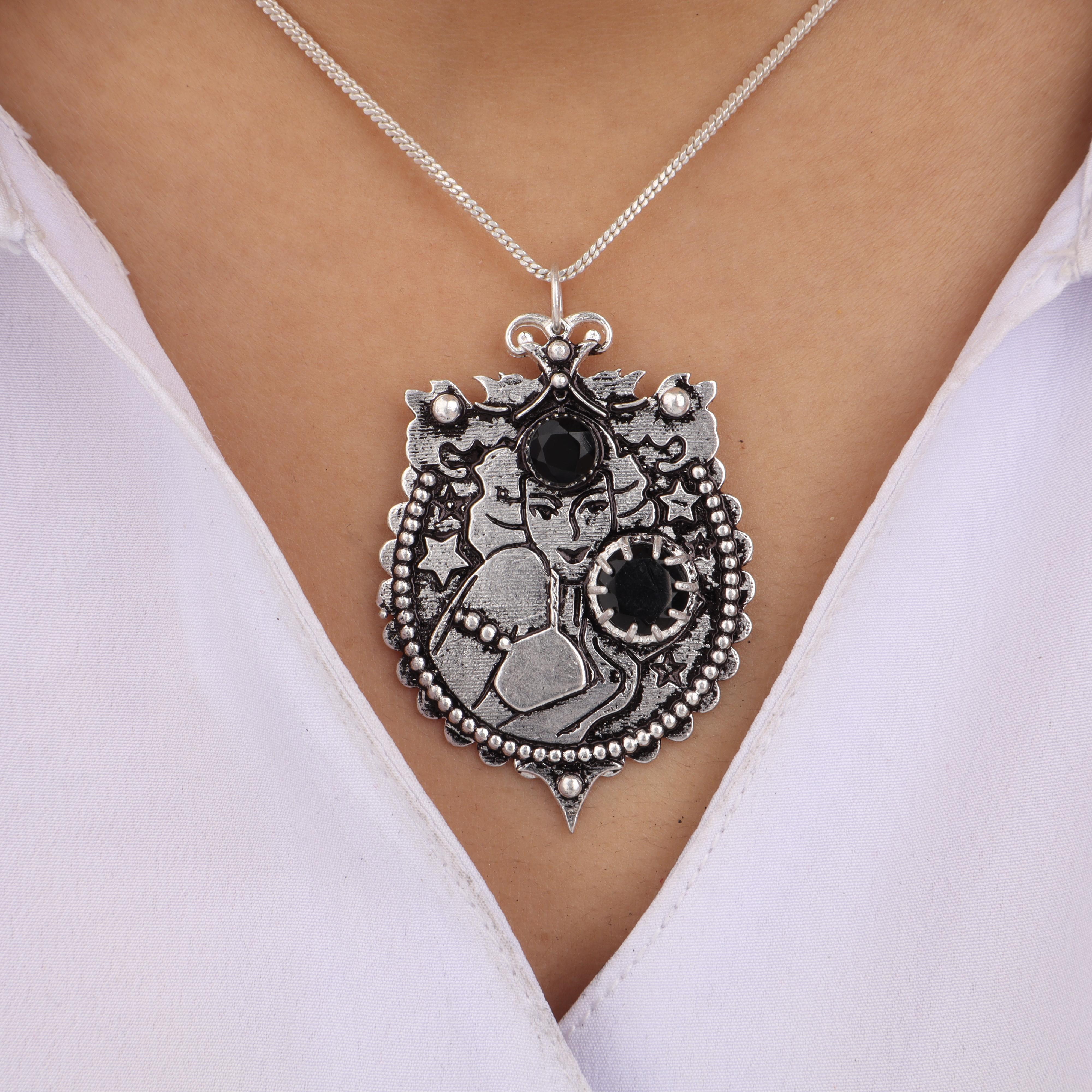 

Black Onyx Gemstone Silver Designer Pendant 1.9 925 Sterling Silver Women Jewelry For Birthday Gift CP-44-20