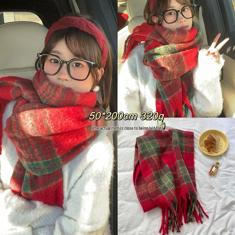 Festive Collection: Red Scarves & Imitation Cashmere Shawls - Cozy Winter Gifts & Soft Neck Warmers