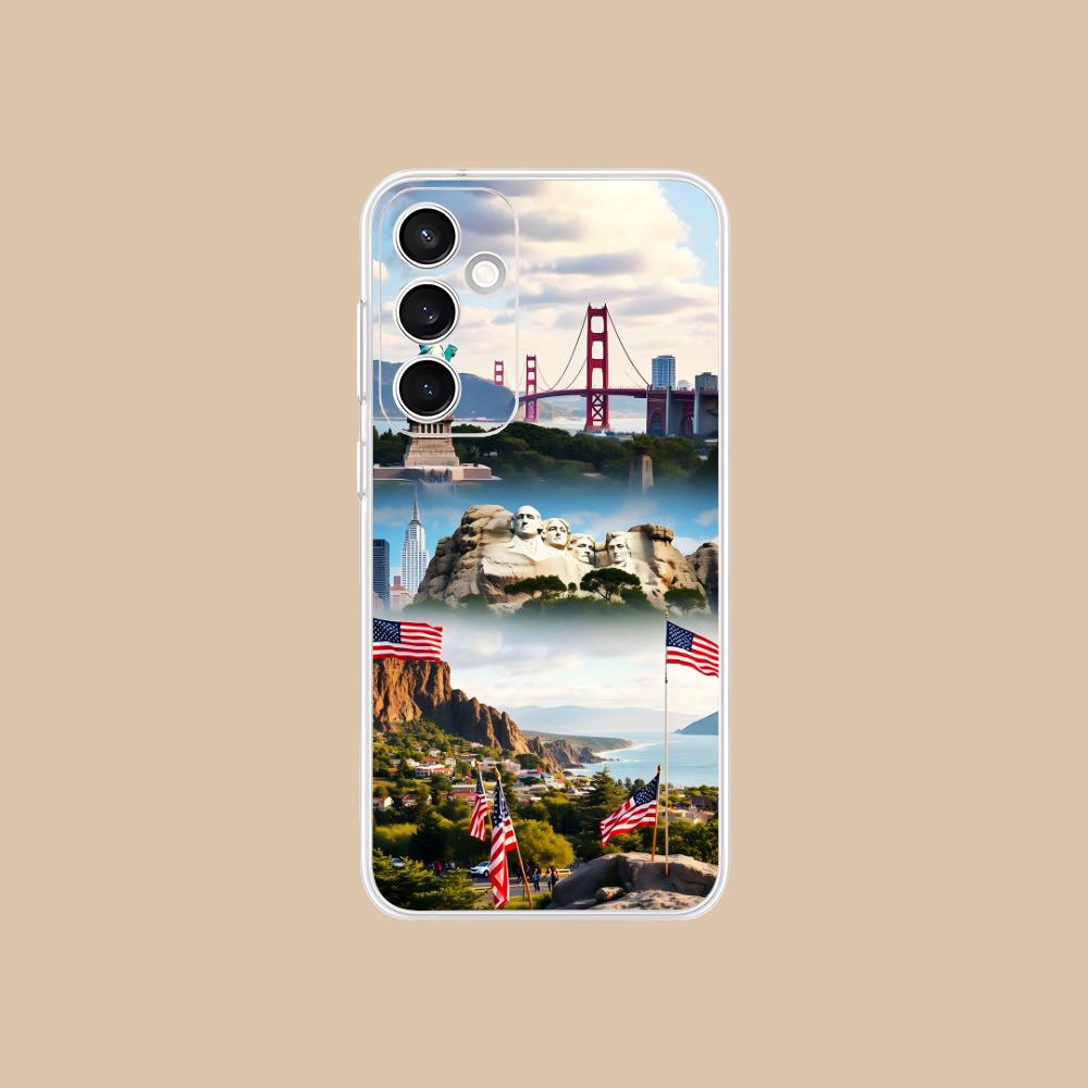 USA America Flag Clear Mobile Phone Case for Samsung Galaxy S25 S24 S23 S22 S21Plus FE Ultra Colorful Cover