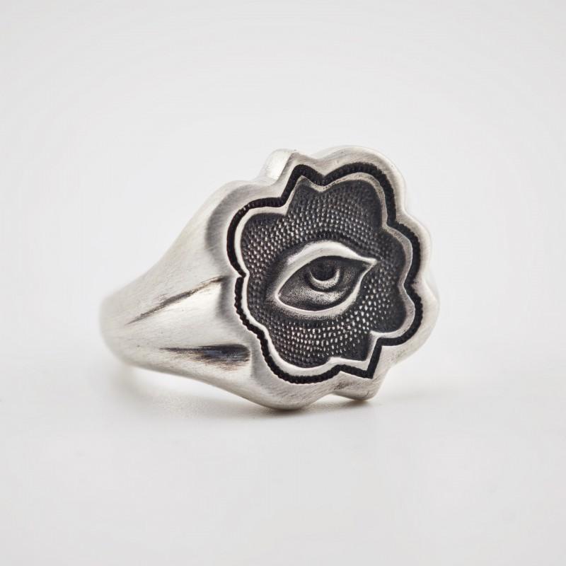 Adjustable Open Ring Men Women Vintage Eye Motif Geometric Copper Band Retro Style Statement Jewelry