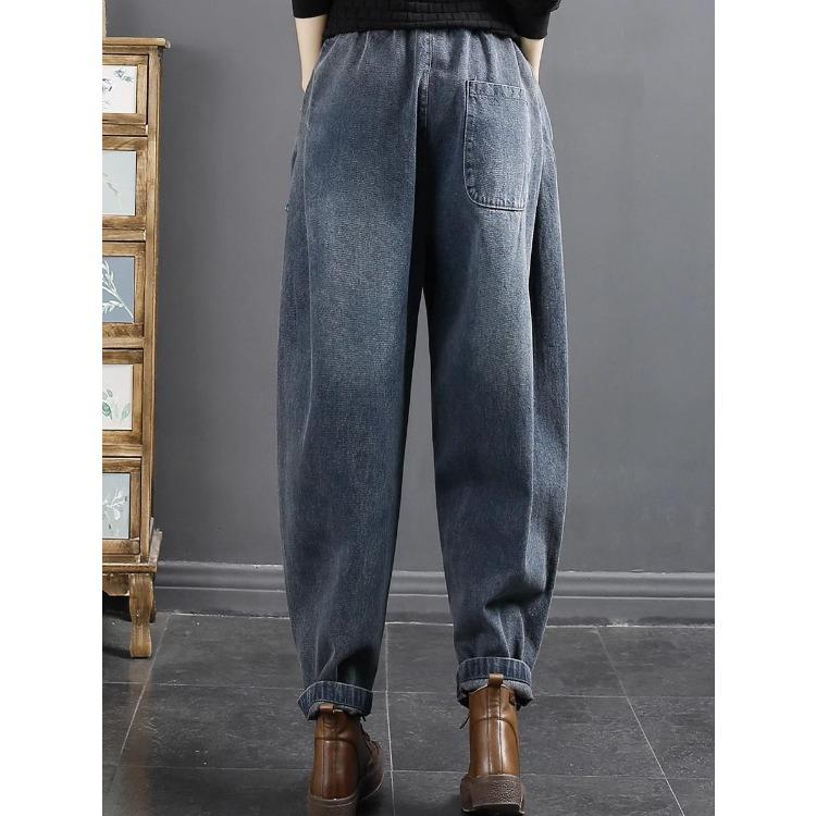 Spring Women's Embroidery Denim Pants Loose High Waist Harem Pants Female Autumn Casual Jeans Female