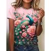 Dames T-shirt 3D Patroon Gedrukt Casual Korte Mouw Ronde Hals Top Modieuze Straat Dameskleding