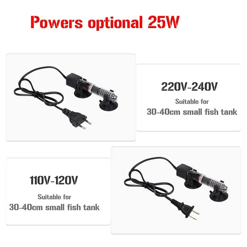Mini Aquarium Heizer Tauchbecken Wassertemperatur Automatisch 26 Grad Thermostat Heizstab mit Saugknöpfen
