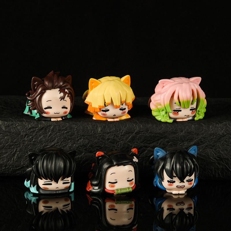 High-quality Pvc Demon Slayer Collectible Figures Set Of Six With Tanjiro Nezuko Zenitsu