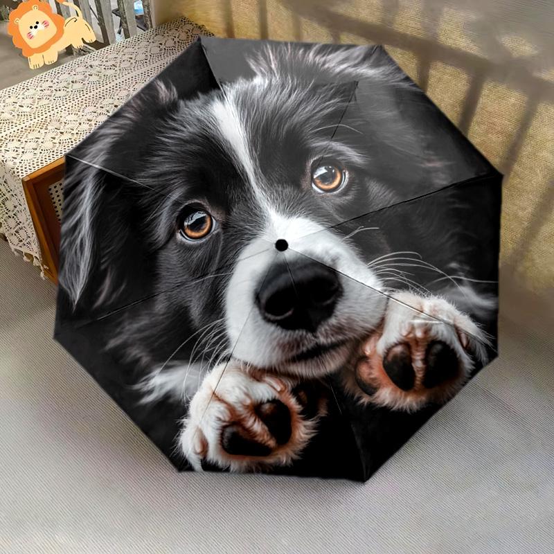 1 PC Automatic Folding Umbrella - Adorable Puppy Pattern, Portable & Foldable Design with 8 Ribs, Christmas Birthday Gifts