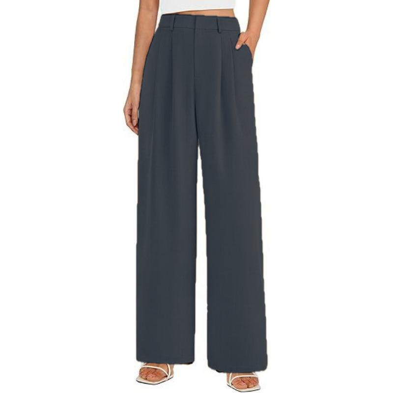 Women High Waist Straight Leg Loose Business Casual Wide Leg Suit Pants