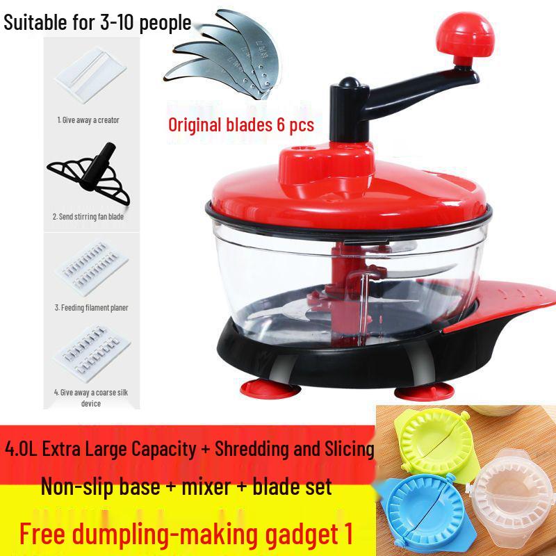 Manual Hand-Crank Meat Grinder & Vegetable Cutter: Kitchen Food Processor for Dumpling Filling & more.