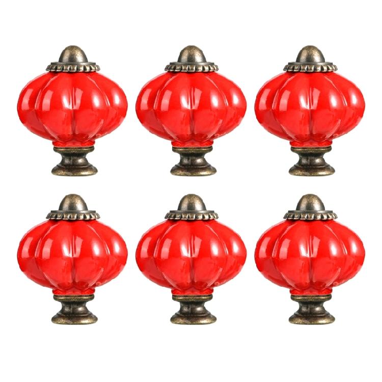 6Pcs Ceramic Cabinet Knob Wardrobe Pulls Pumpkin Shape Drawer Knob Furniture Decorative Handle Furniture Hardware