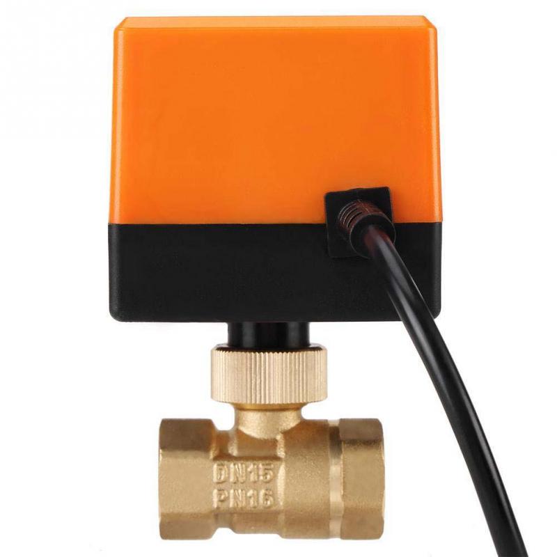 ZUQIEE Valve DN15 G1/2 3-Wire 2-Way Brass Motorized Ball Electrical Valve for Air Conditioner AC220V ZUQIEE Valve DN15 G1/2 3-Wire 2-Way Brass Motorized Ball Electrical Valve for Air Conditioner AC220V