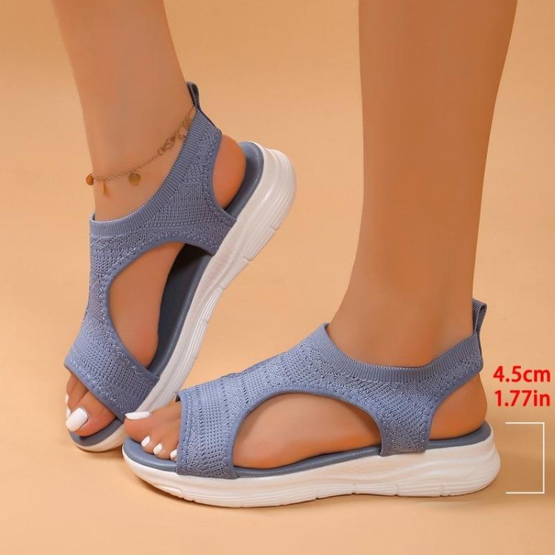 Spring and summer new fashionable large-size flat-bottomed fly-woven women's sandals