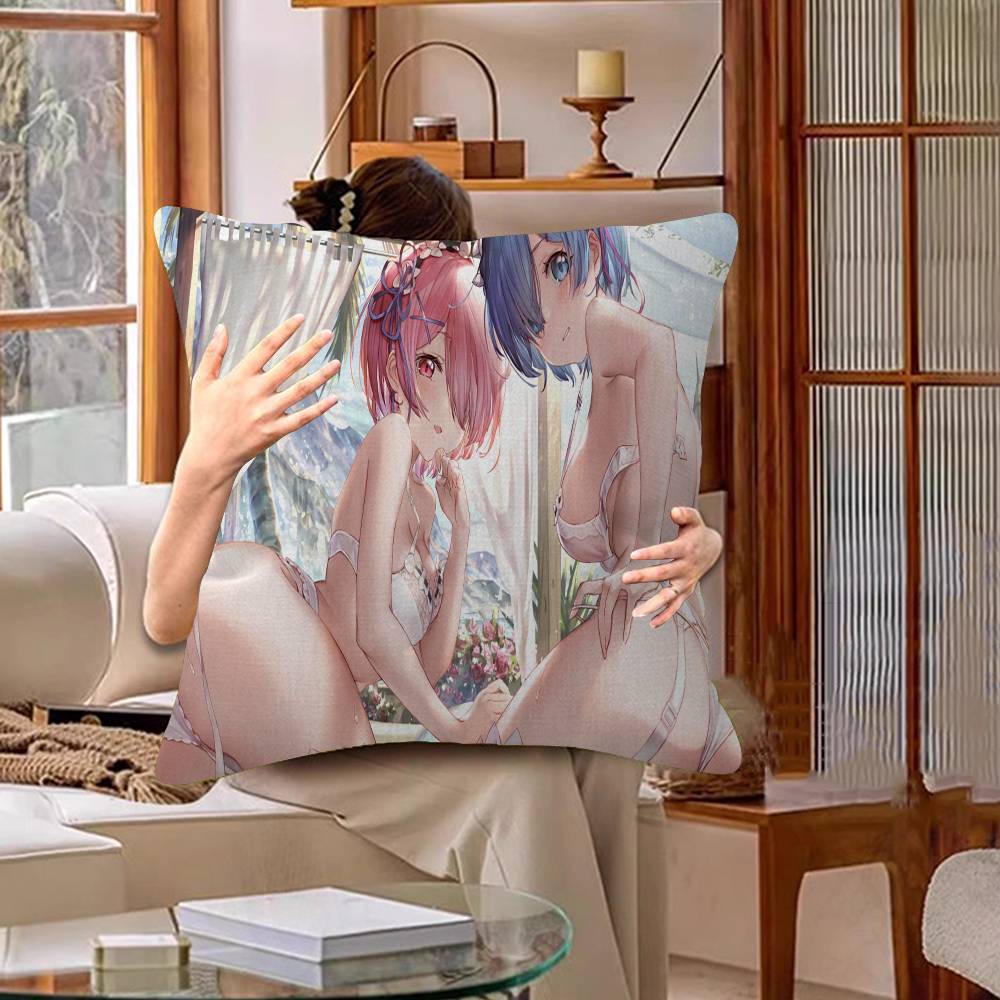 Anime Re Zero Rem Gaming Cushion Cover Pillowcase Upholstery Sofa Throw Pillow Home Decor Pillowcas