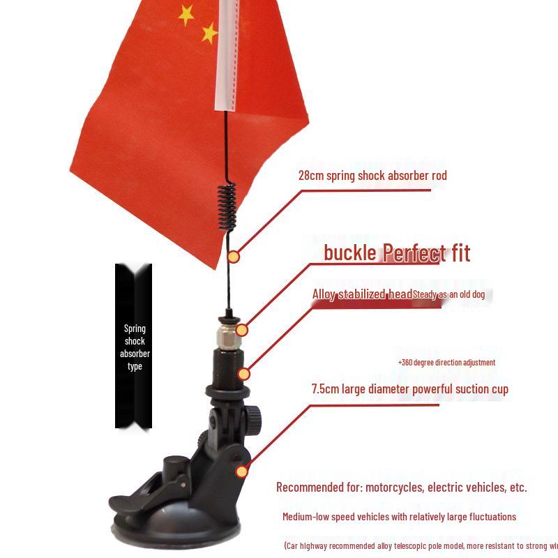 National Day Car Suction Cup Flag Set - Five-Star Red Flag with Hand-Held Banner for Festive Celebrations