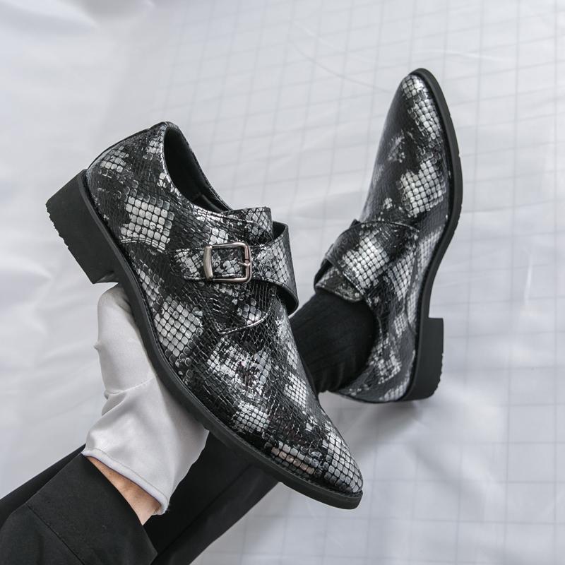 Men Printing Monks Loafers Shoes Wedding Party Shoes Casual Formal Business Leather Dress Prom Nightclub Shoes Plus Size
