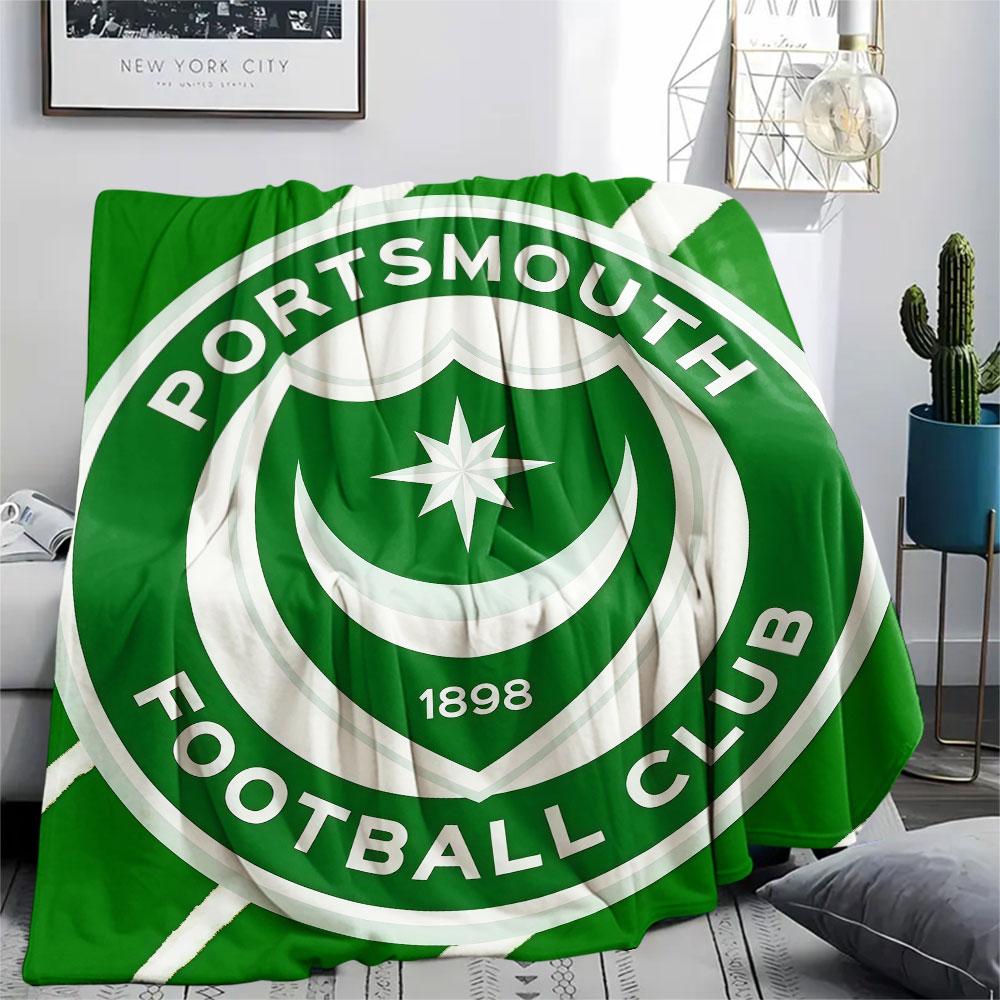 1PC Portsmouth Football Club Patterned Flannel Blanket Suitable For All Seasons for Home Decor Warmth and Comfort Gifts Holiday Present