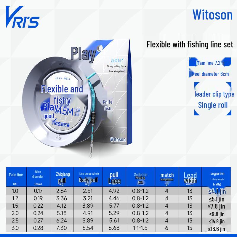 Weituosen Flexible Knot-Free Fishing Line Set for Crucian Carp, 4.5m & 6.3m