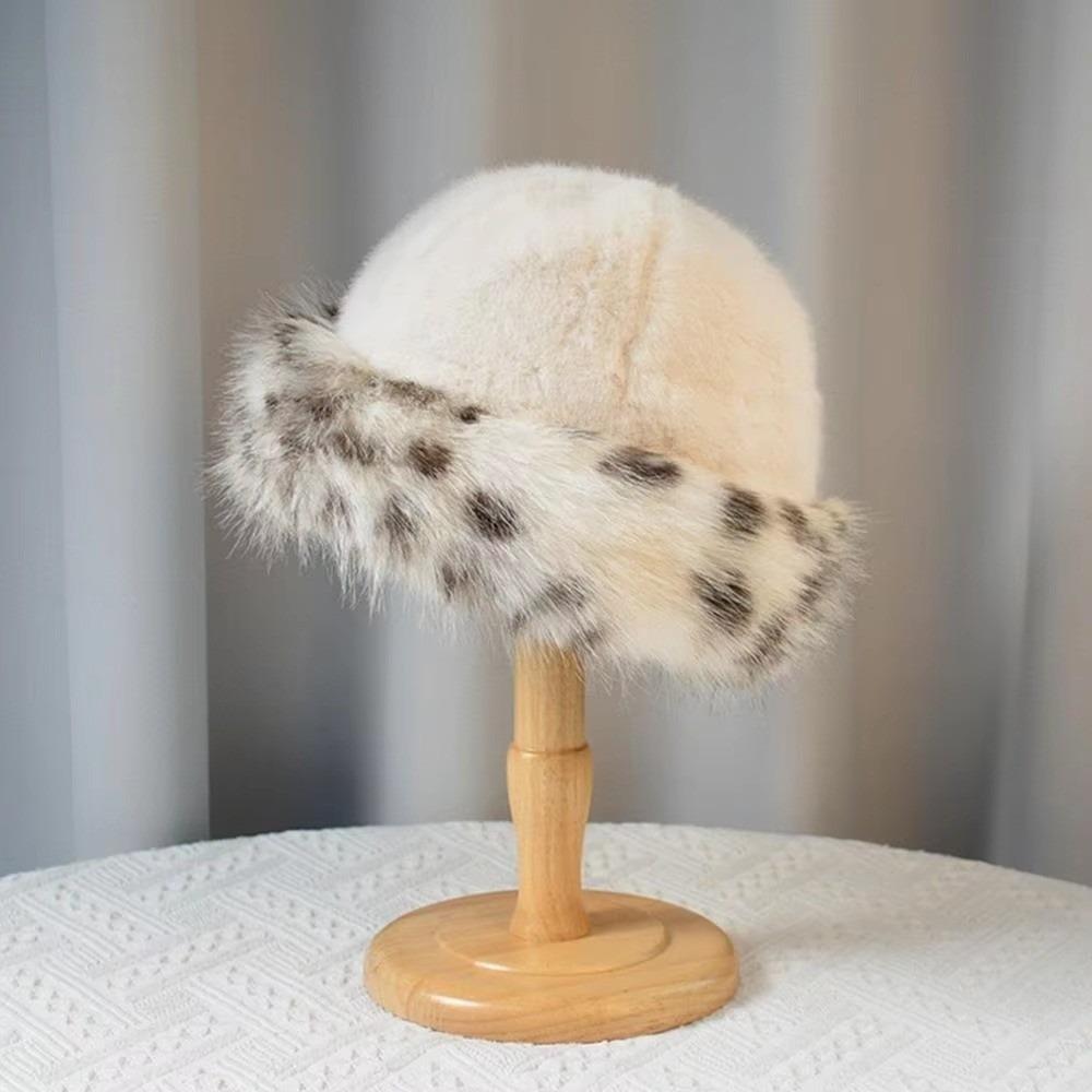 Windproof Plush Fisherman Hat Keep Warm Ear Protection Cap Fashion Faux Fur Bucket Hat  Winter