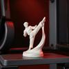 Desktop Ornament 3D Printed Karate Kick Man Statue, White Martial Arts Figurine Sculpture, Study Room Accessory Taekwondo Character Ornament,