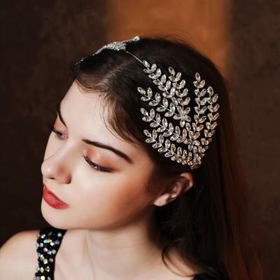 Rhinestone Hair Grotto Bride Wedding Dress Accessories Adult Luxury Leaves Headband