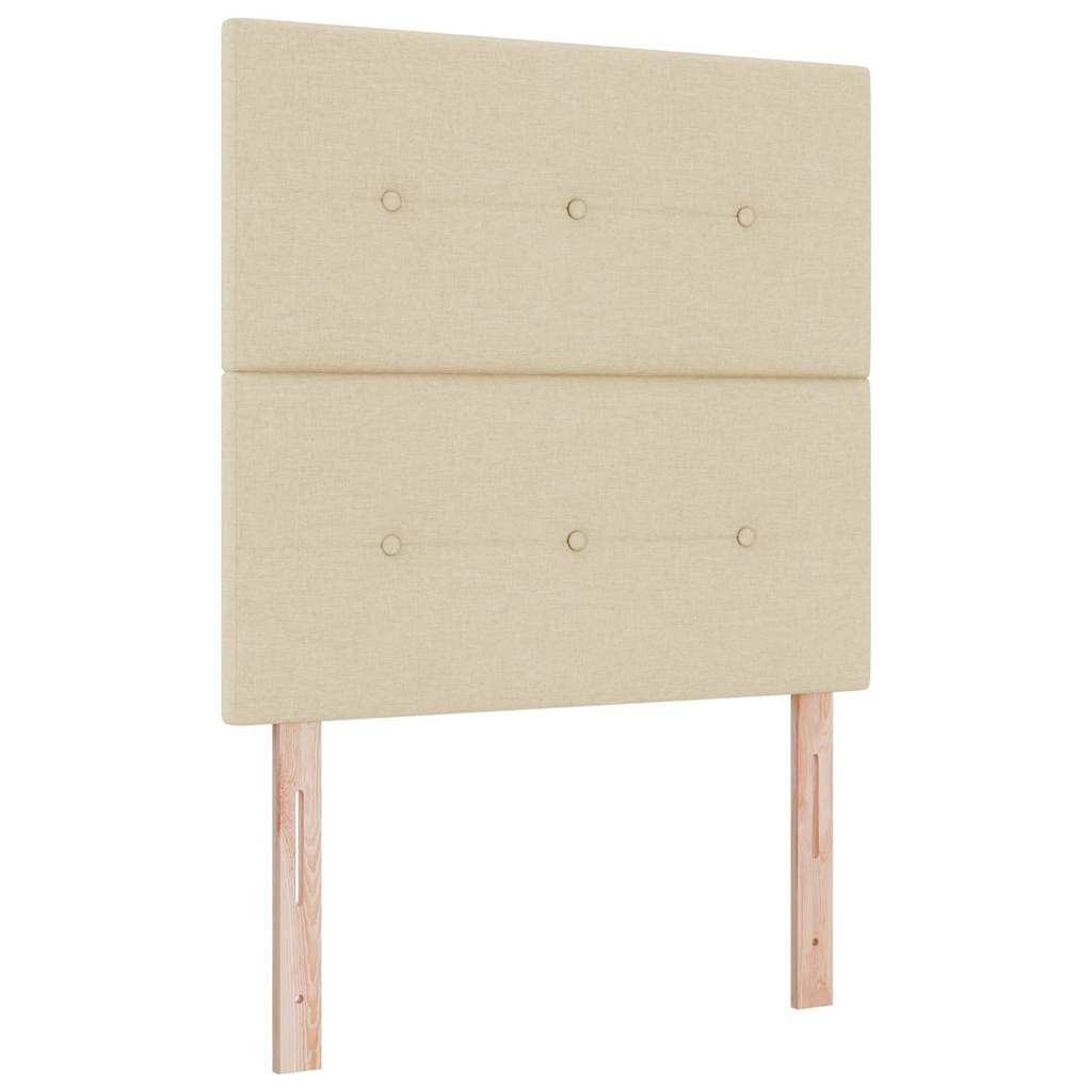 Box Spring Bed with Mattress and Headboard Cream 190 X 90 Cm Fabric