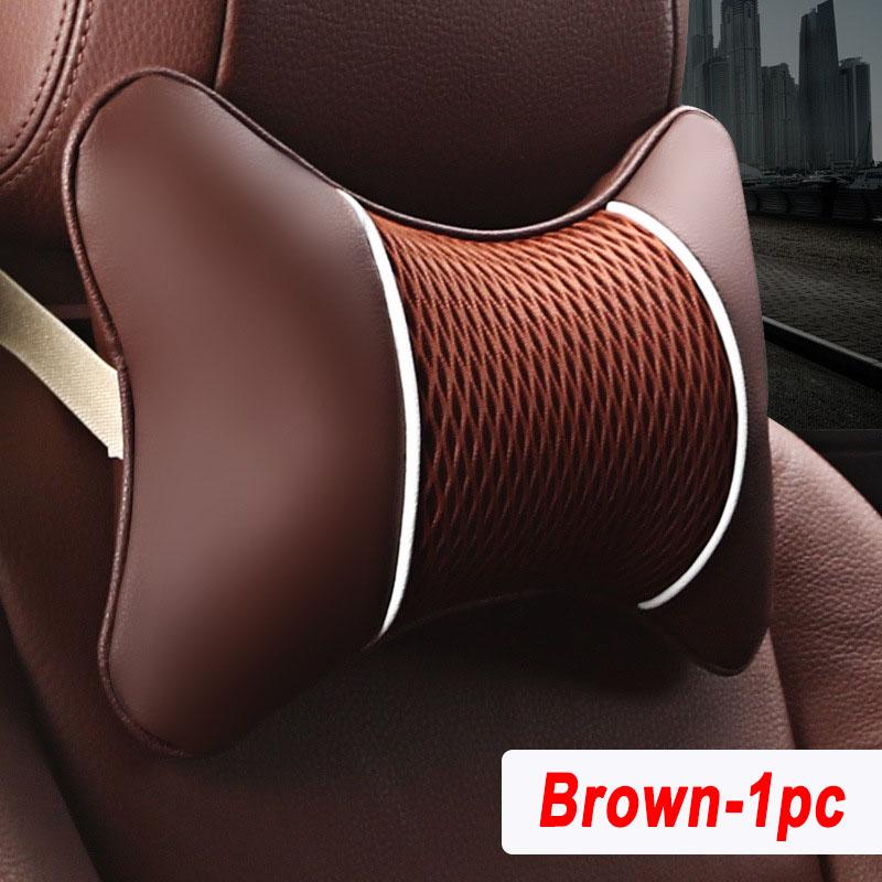 PU Leather Knitted Car Pillows Headrest Neck Rest Cushion Support Seat Accessories Auto Black Safety Pillow Universal Decor
