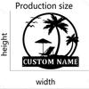 Customizable Beach Metal Sign Silhouette Surname Decor Hot Sale for Porch Garden Home Restaurant Party
