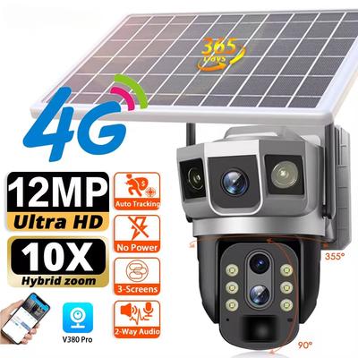 12MP 6K Solar 4G IP Kamera CCTV Überwachung 10X Digital Zoom Outdoor Wasserdicht Monitor Pir Bewegungserkennung Nachtsicht V380 Cam