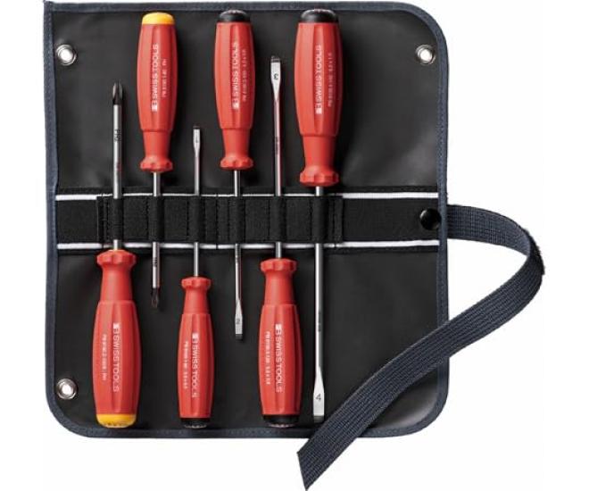 PB Swiss Tools SwissGrip Screwdriver Set and with Roll 6-Piece (Slotted Phillips) Case, 8560.SUGY