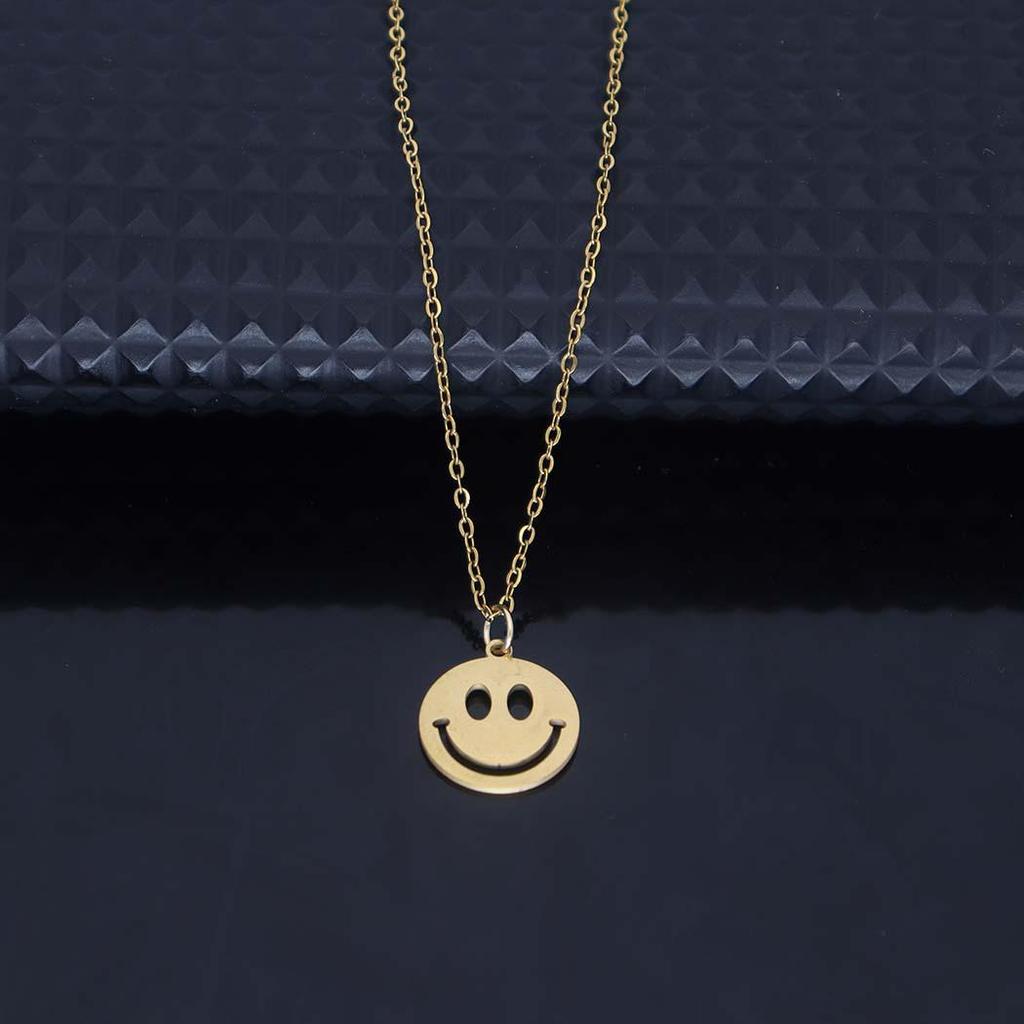 Stainless Steel Smiley Face Pendant Necklace - Women's Trendy, Simple, Versatile Jewelry