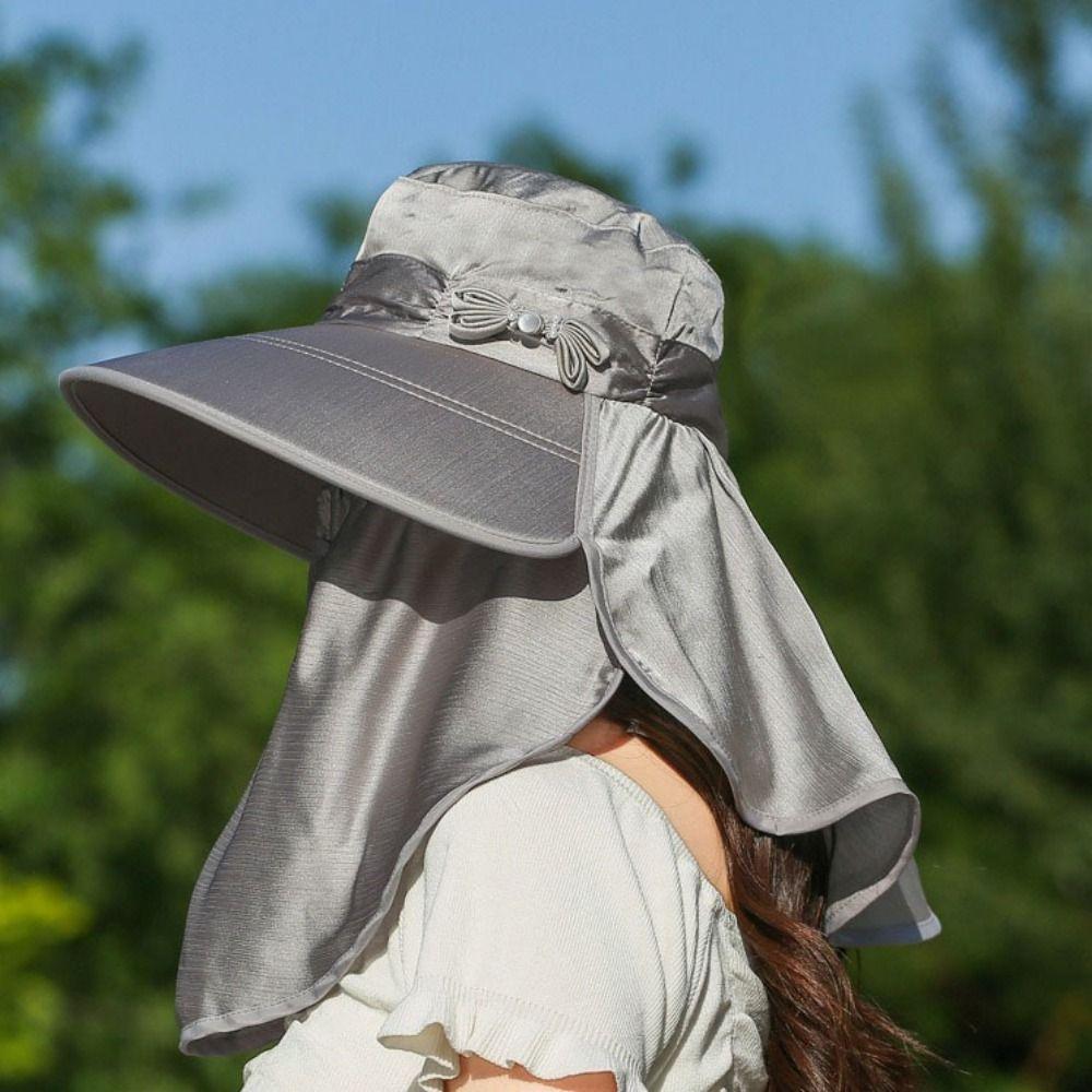 Breathable Sunshade Sun Hat Wide Brim Neck Flap Hat Visor Cap Women Picking Tea Hat Summer Season