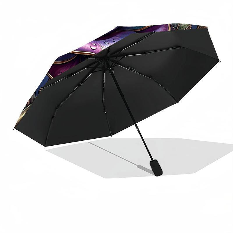 1pc Sturdy 8-Bone Auto Umbrella, Enchanted Rainbow Rose Umbrella, Digital Printed, Foldable Umbrella for On-the-Go Outdoor Use